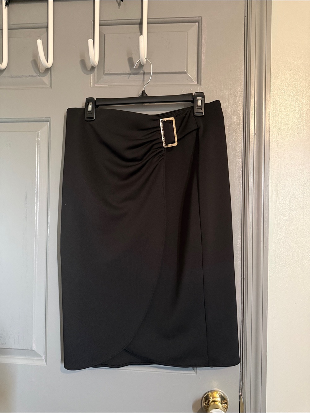 Marc by Marc Jacobs Black Pencil Skirt with Gold Buckle Detail